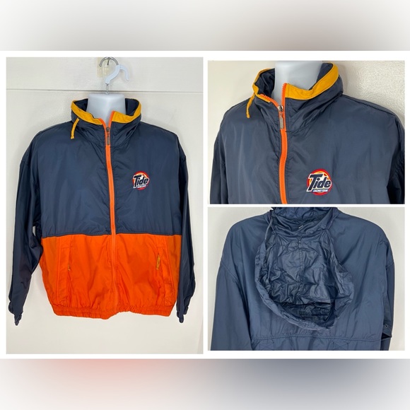 Vintage Swingster Tide Racing Jacket Size Large Nascar Windbreaker Vented Hooded - Picture 1 of 16